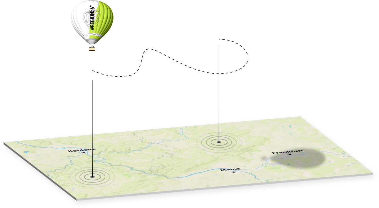 Der R56+ Ballon fliegt über der Region56+
